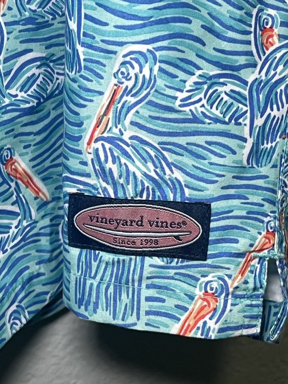 Vineyard Vines Chappy Swim Shorts 2XL AOP Pelican Preppy Blue Orange NWOT